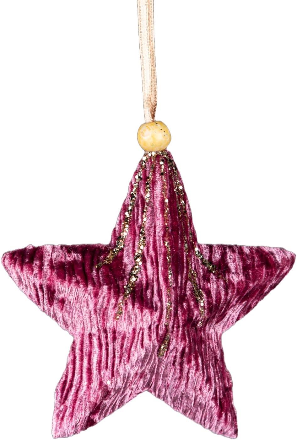 10.5Cm Pink Star - Christmas Hanging Decoration