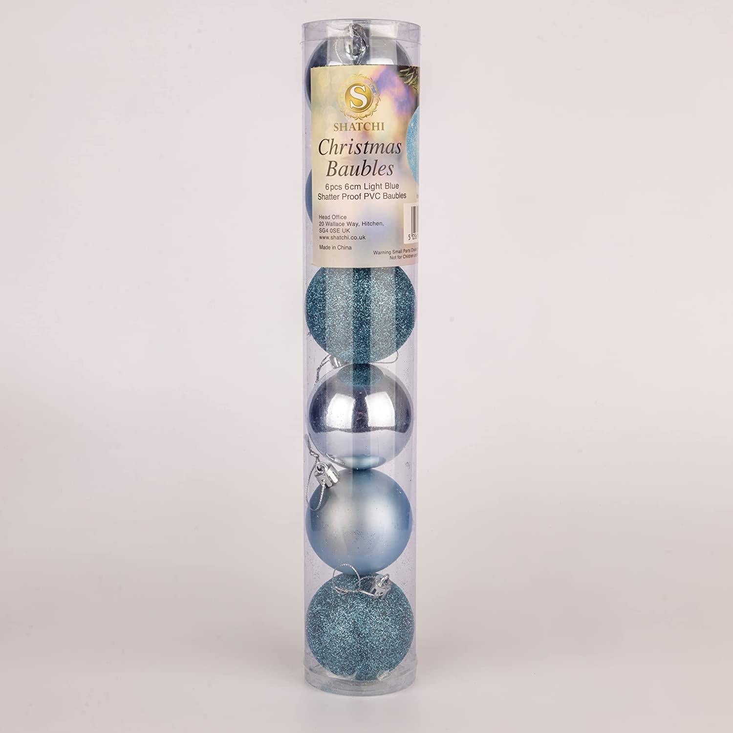 Baubles Light Blue 6Cm-6Pcs Set -Pvc