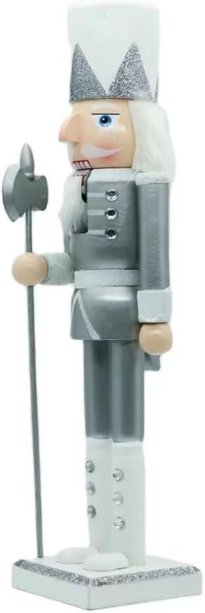 Silver & White Glitter Nutcrackers - 3Pcs Set - Christmas Home Decoration 25Cm