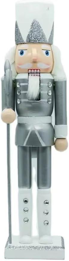 Silver & White Glitter Nutcrackers - 3Pcs Set - Christmas Home Decoration 25Cm