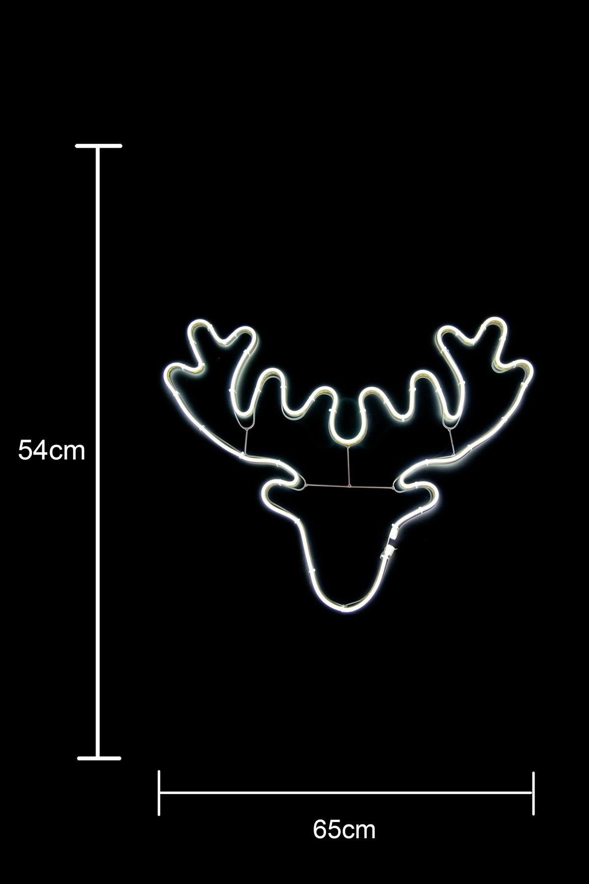 Stag Head Rope Light Silhouette-Cool White 46 X 65Cm