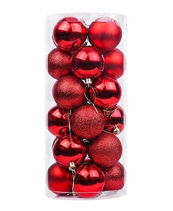 Baubles Red 3Cm-12Pcs Set -Pvc