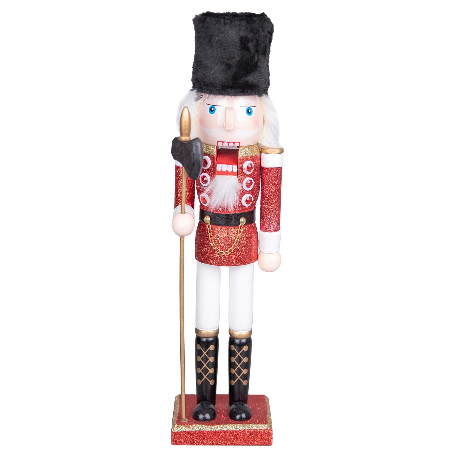 Wooden Nutcrackers Figures Photo Holders Christmas Ornament 2Pcs Set 38Cm