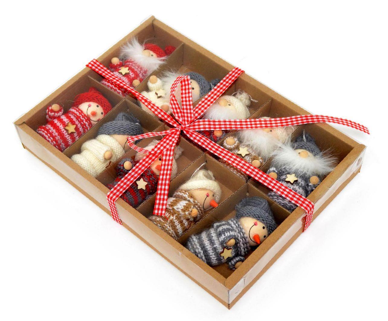 10 Teddy Christmas Tree Hanging Decorations Handmade Gift Box Set