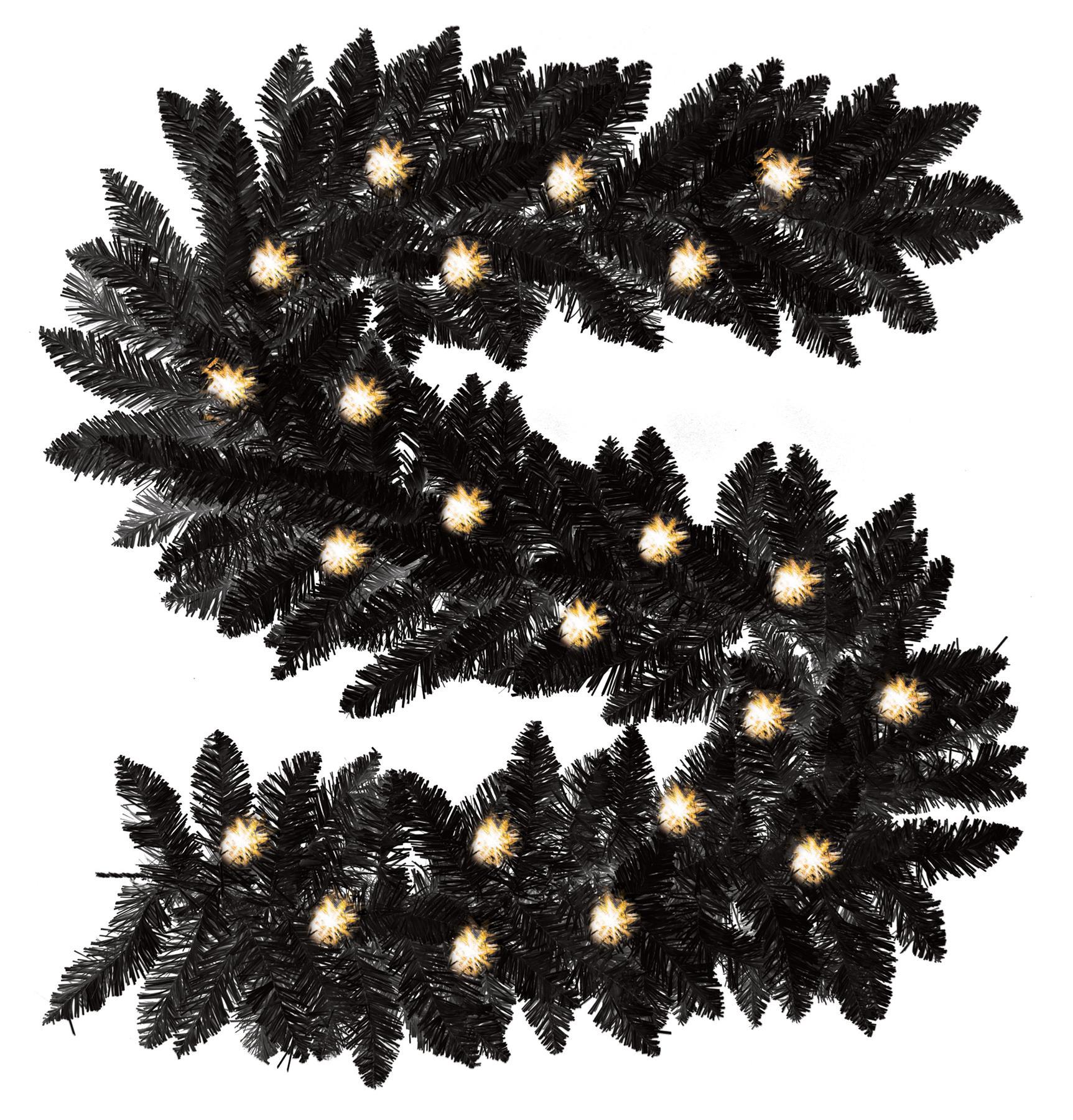 Pre-Lit Imperial Pine Warm White Leds Black Garland 200Cm