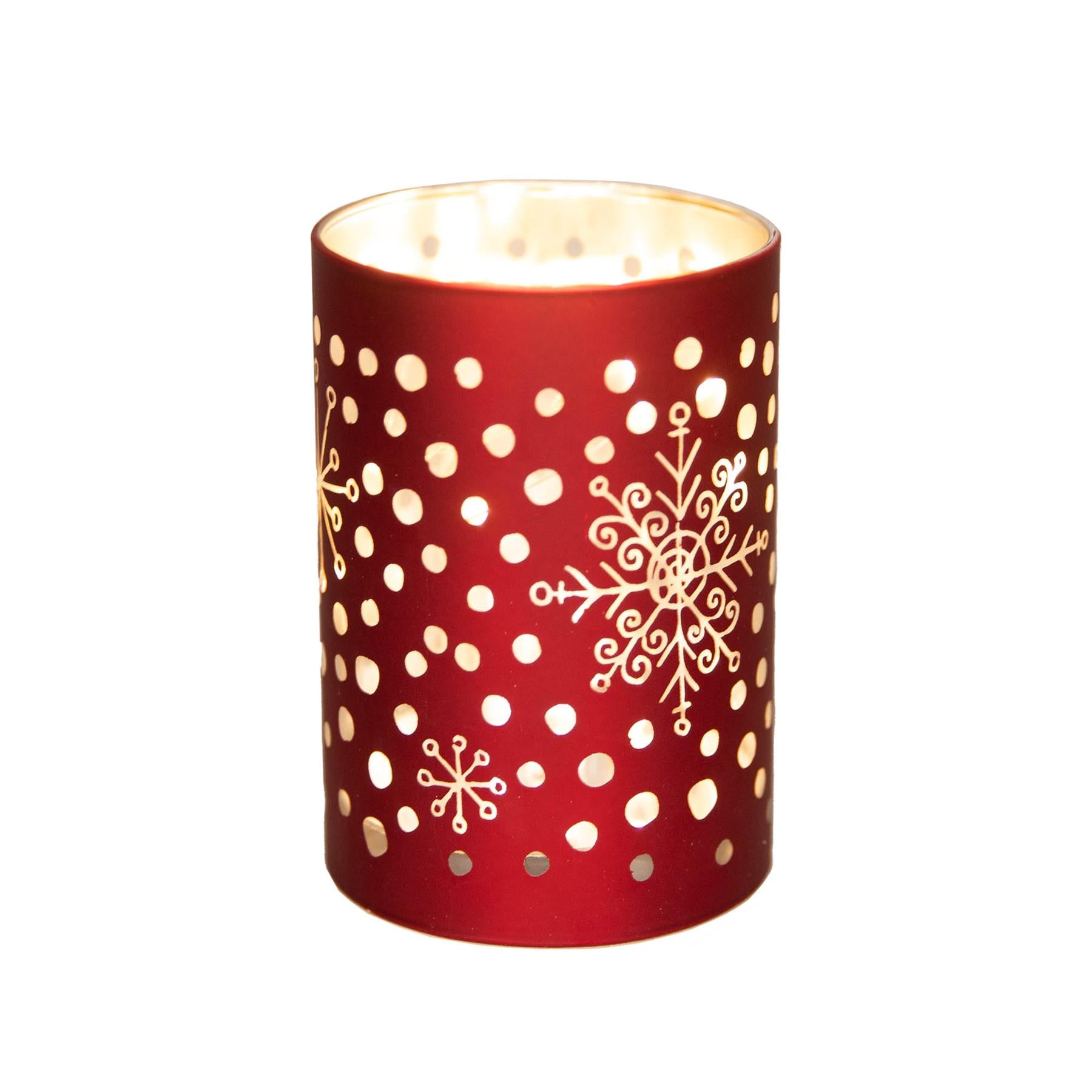 12Cm Christmas Decorated Vase Led Red Glass Vase / Snowfall