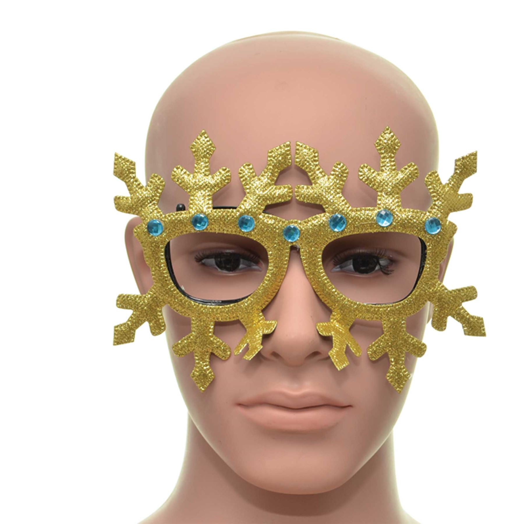 Gold Gitter Snowflake Christmas Glasses One Size Specs Fancy Xmas Dress Novelty Sunglasses Party Accessories