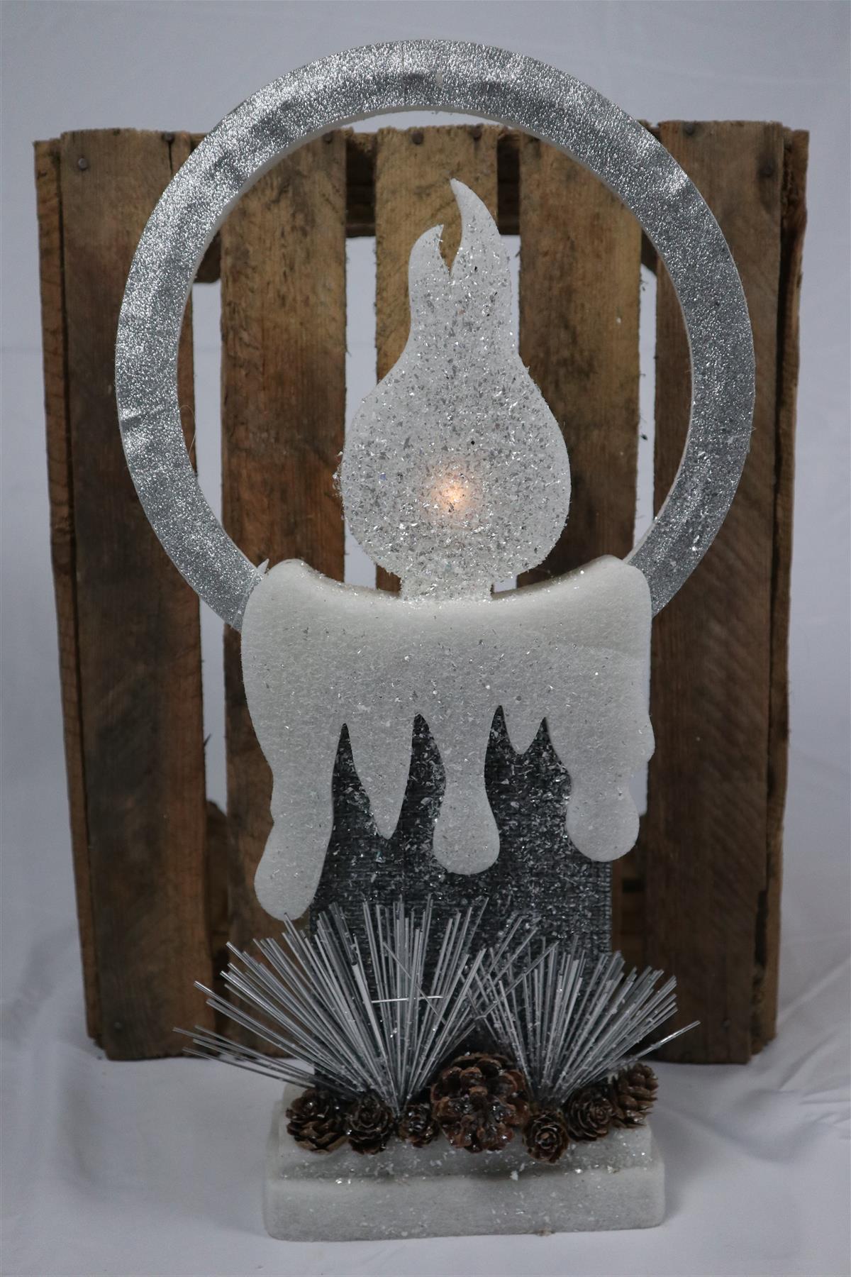 B/O Led Silver Foam Single Candle-41Cm,
1 Led