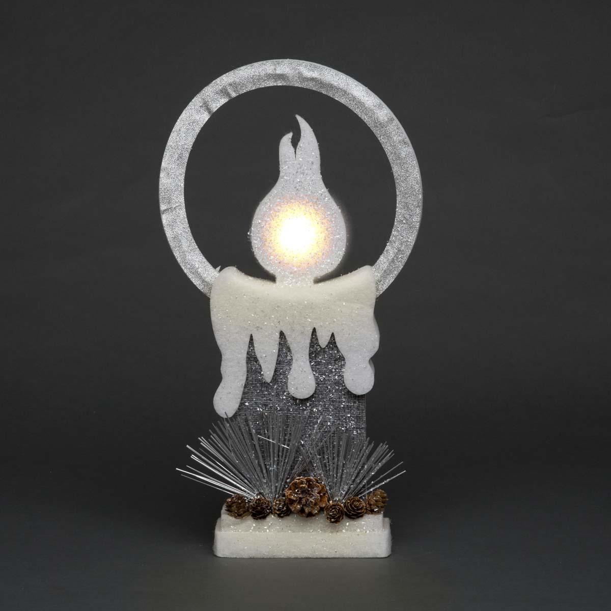 B/O Led Silver Foam Single Candle-31Cm, 
1 Led B/O Led Silver Foam Single Candle-31Cm, 
1 Led