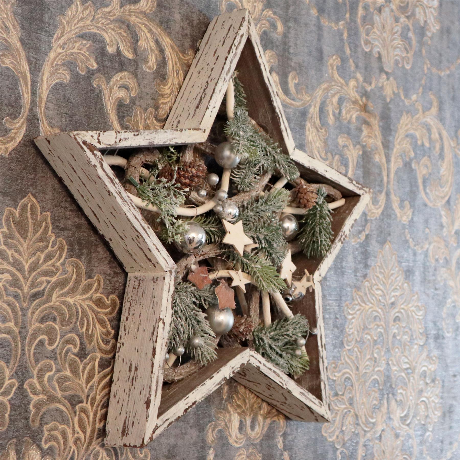 B/O Wooden Star Frame 42 Cm Rustic B/O Wooden Star Frame 42 Cm Rustic