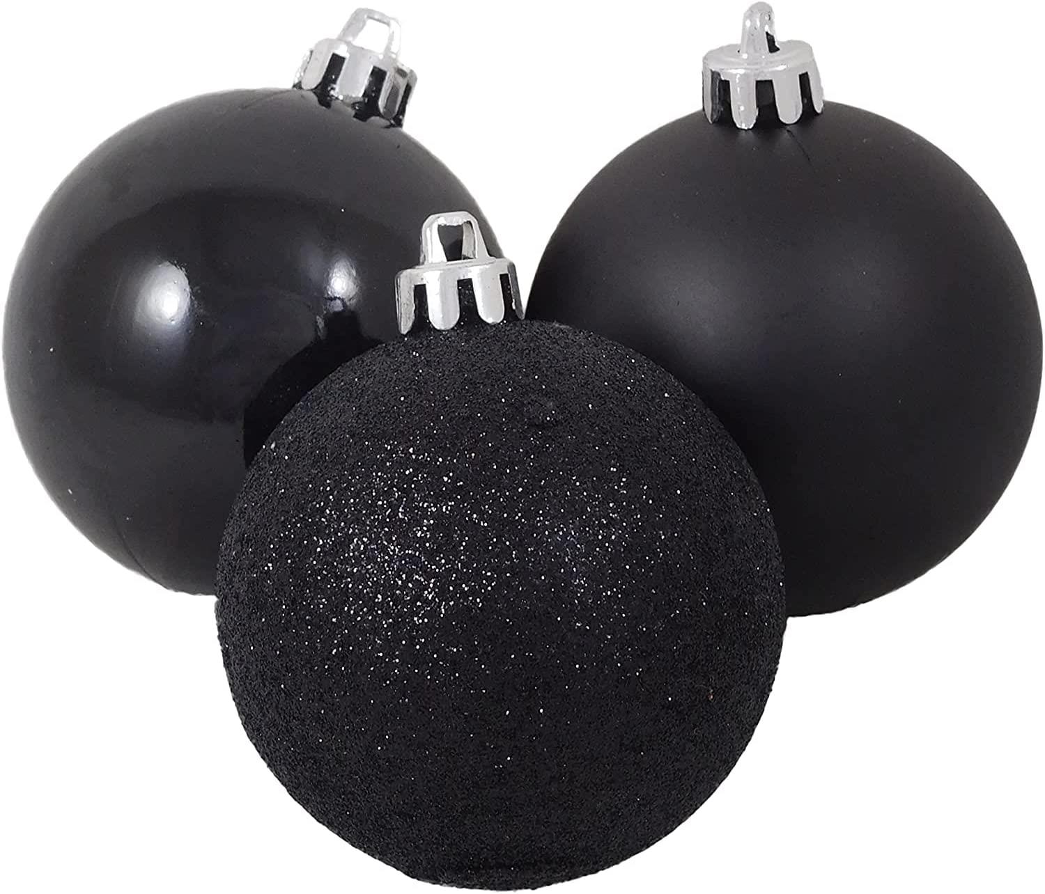 18PCS Christmas Baubles Tree Ornaments Black Balls Xmas Hanging Decorations 50mm