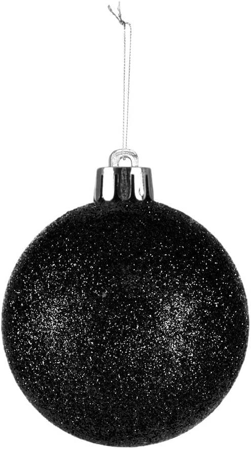 18PCS Christmas Baubles Tree Ornaments Black Balls Xmas Hanging Decorations 50mm