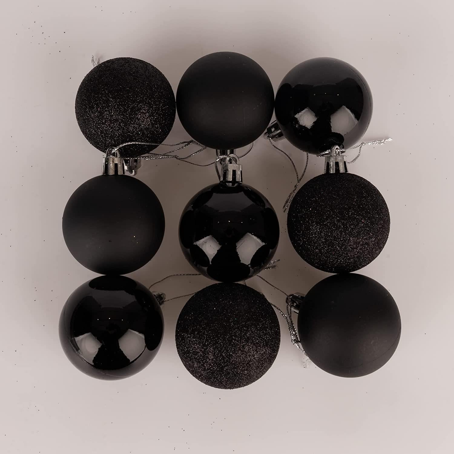 18PCS Christmas Baubles Tree Ornaments Black Balls Xmas Hanging Decorations 50mm