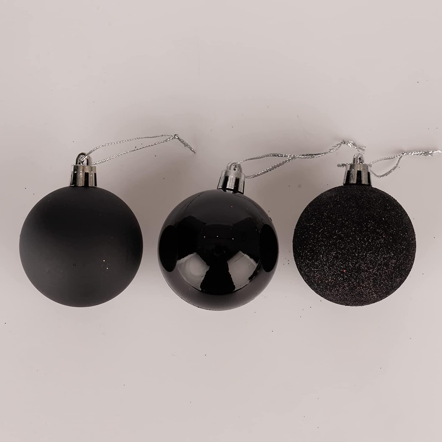 18PCS Christmas Baubles Tree Ornaments Black Balls Xmas Hanging Decorations 50mm