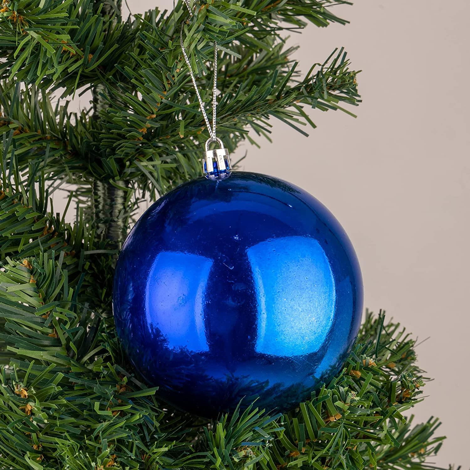 3pcs Christmas Baubles Tree Ornaments Blue Balls Xmas Hanging Decorations 10cm