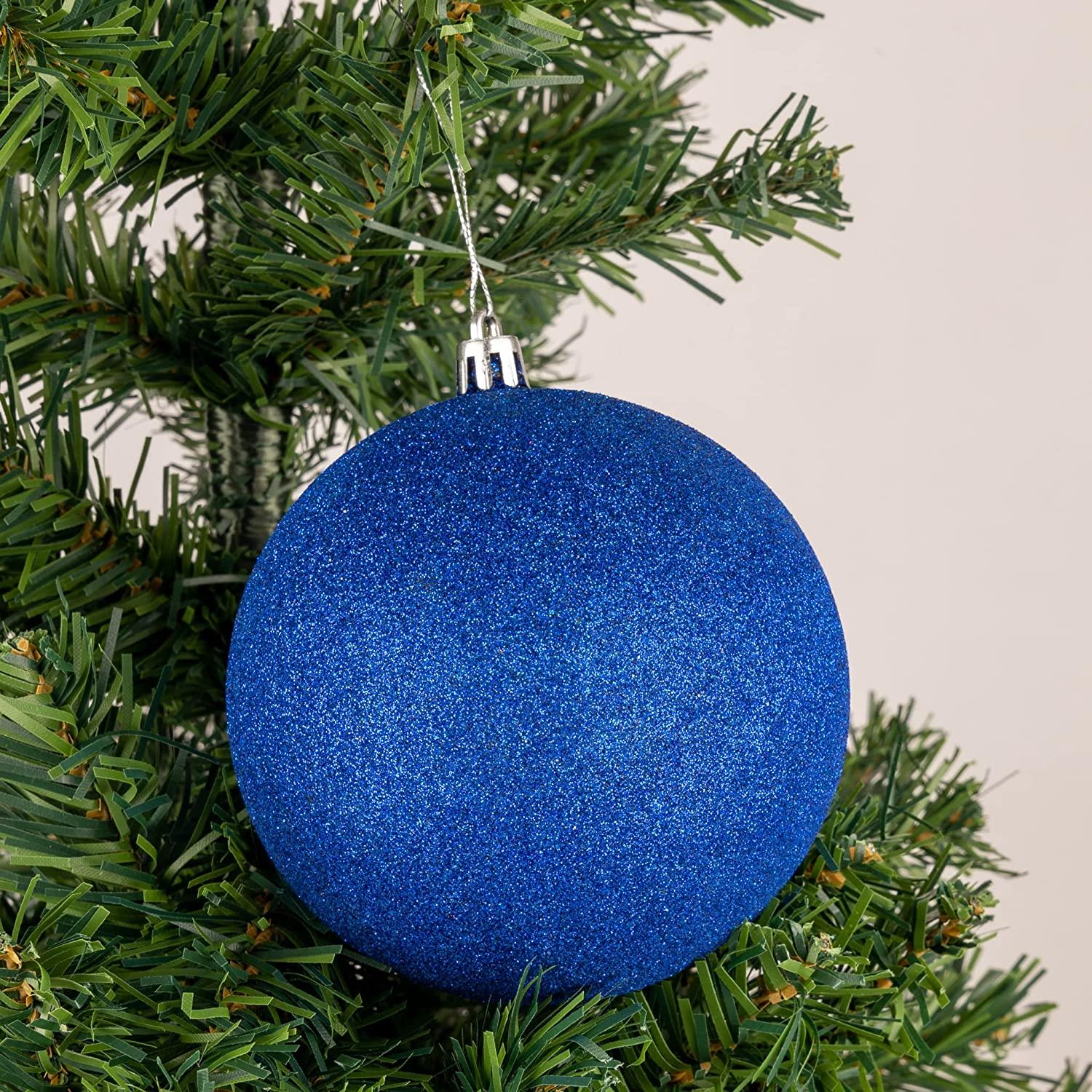 3pcs Christmas Baubles Tree Ornaments Blue Balls Xmas Hanging Decorations 10cm