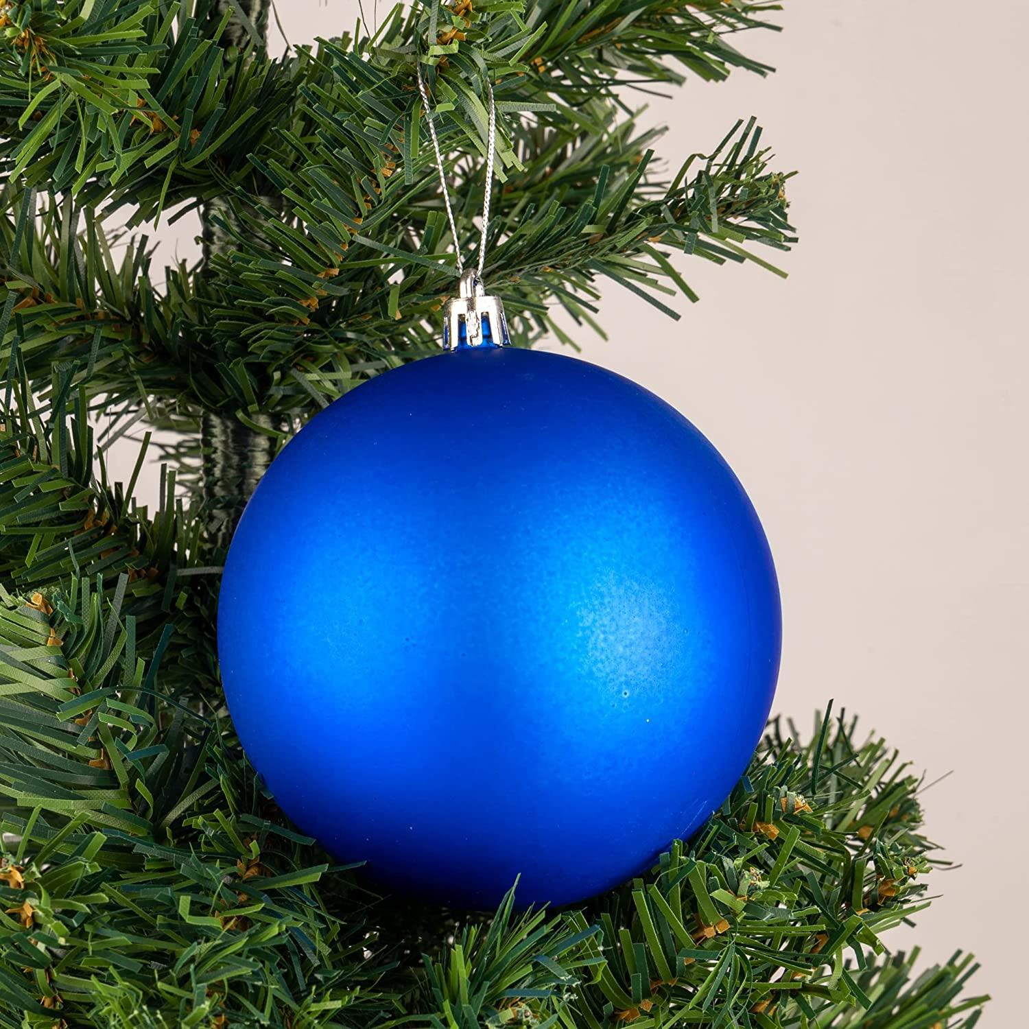 3pcs Christmas Baubles Tree Ornaments Blue Balls Xmas Hanging Decorations 10cm