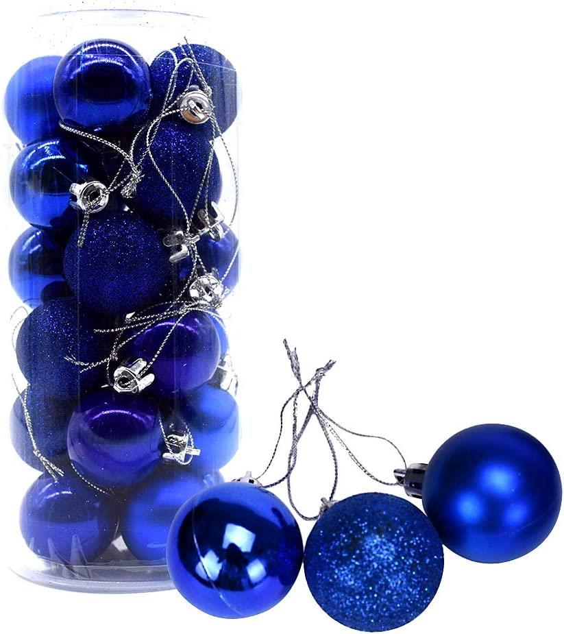 12pcs Christmas Baubles Tree Ornaments Blue Balls Xmas Hanging Decorations 30mm