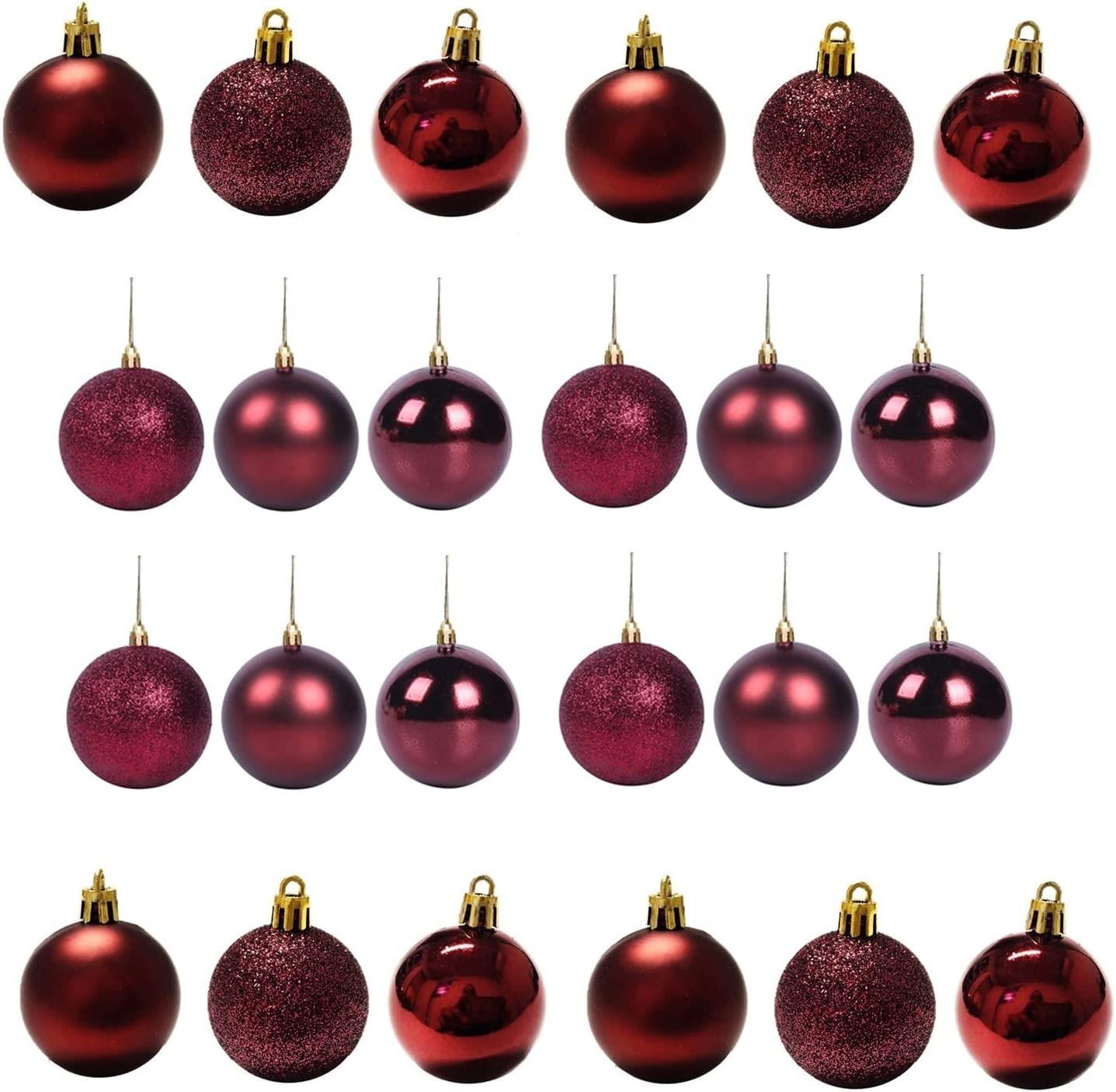 6X Christmas Baubles Tree Ornament Burgundy Ball Xmas Hanging Decoration 60mm