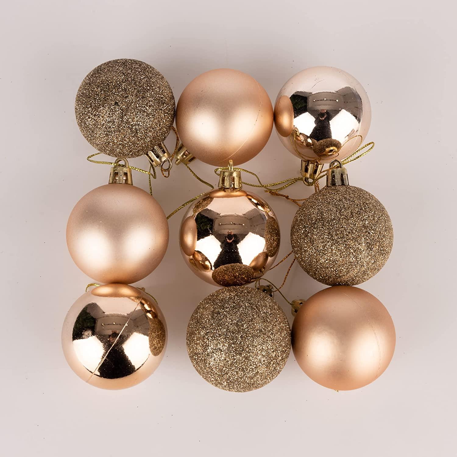 9X Christmas Baubles Tree Ornaments Champagne Gold Xmas Hanging Decoration 50mm