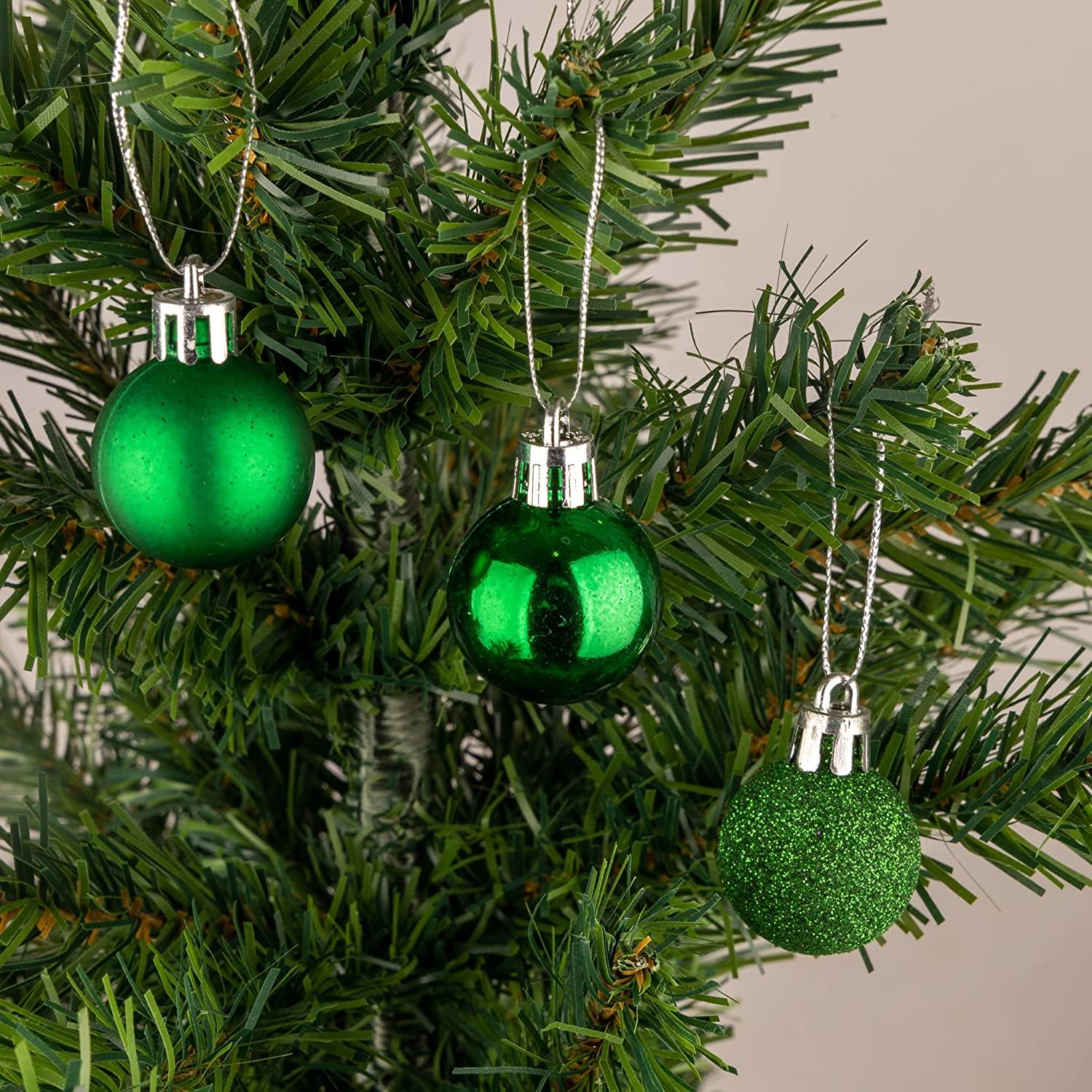 24X Christmas Baubles Hanging Decoration Dark Green Ball Xmas Tree Ornament 30mm
