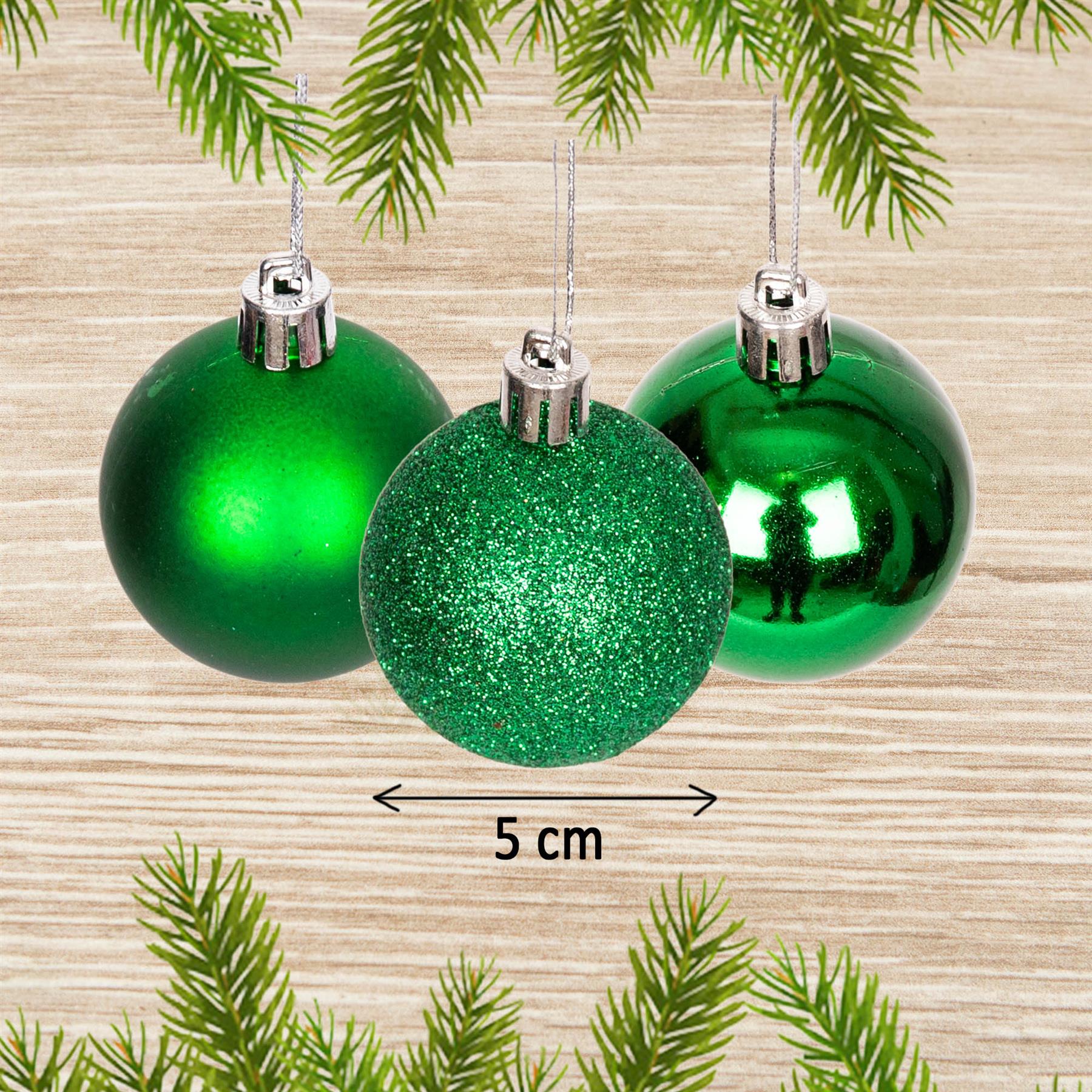 9 Dark Green Christmas Baubles Shatterproof Shiny Finish 5cm - Festive Decor Set