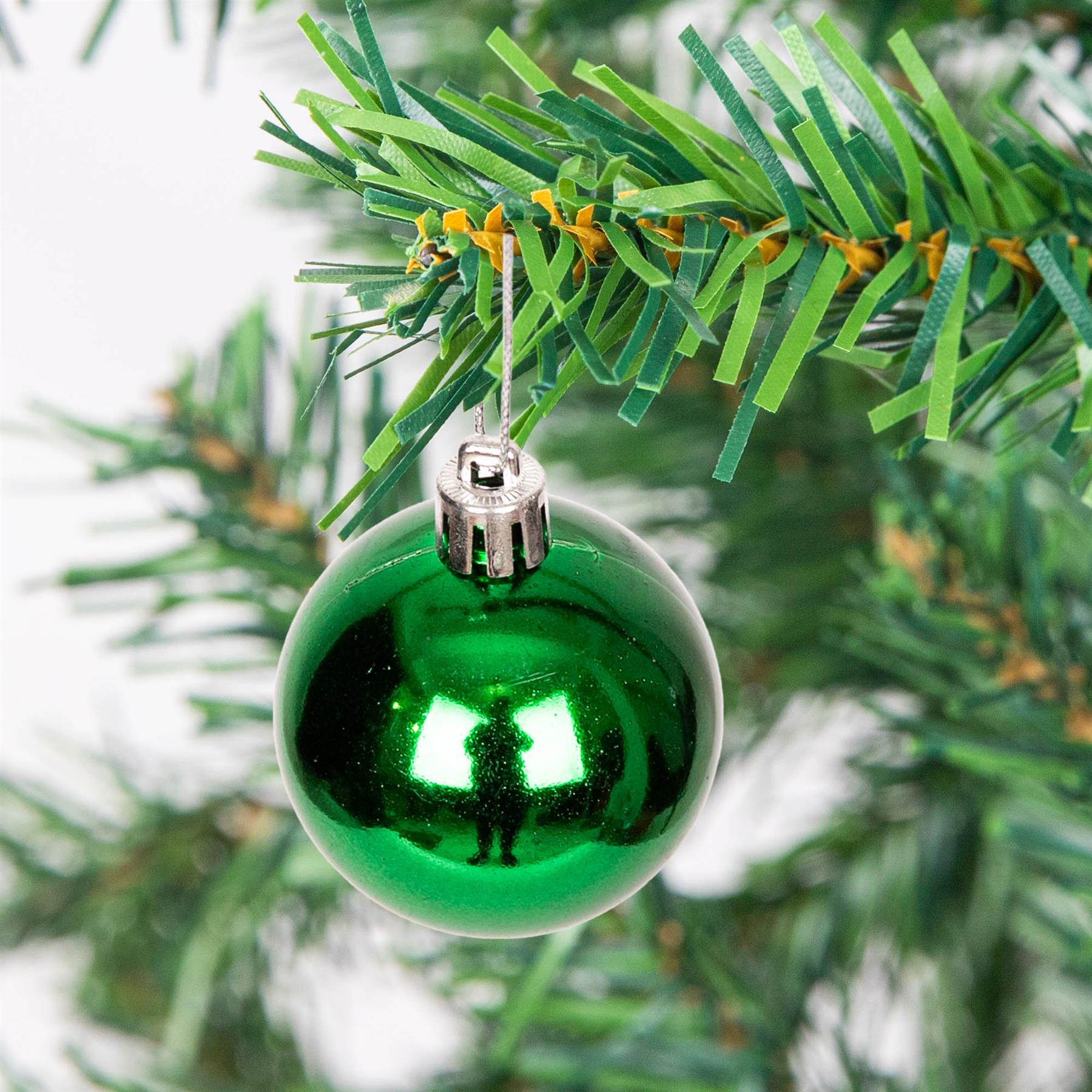 9 Dark Green Christmas Baubles Shatterproof Shiny Finish 5cm - Festive Decor Set