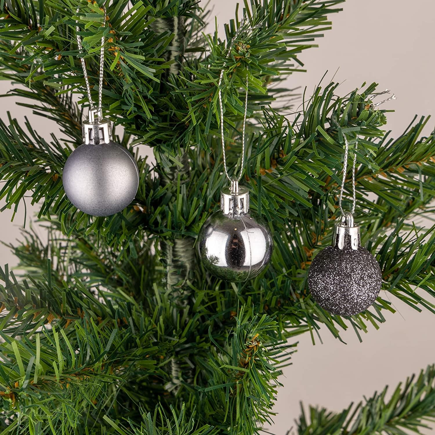 12X Christmas Baubles Tree Ornament Dark Grey Ball Xmas Hanging Decoration 30mm