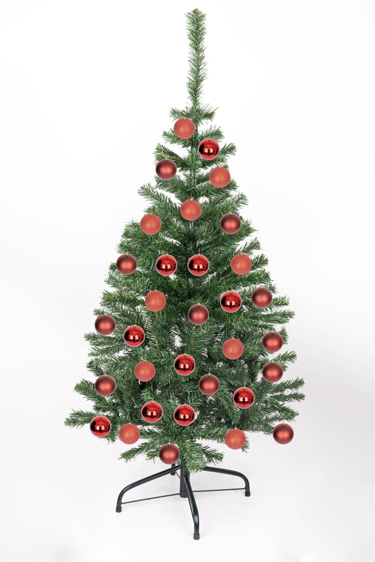 18 Dark Red Christmas Baubles Shatterproof Glitter Matte Shiny 6cm Festive Decor