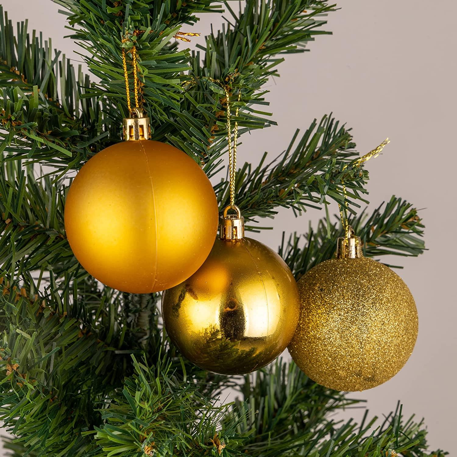 24X Christmas Baubles Tree Ornament Deep Gold Ball Xmas Hanging Decorations 50mm