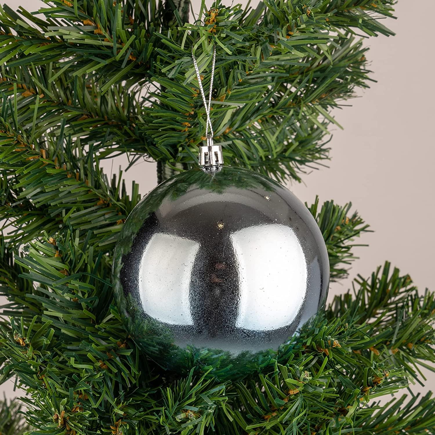 3X Christmas Baubles Tree Ornament Light Blue Balls Xmas Hanging Decoration 10cm