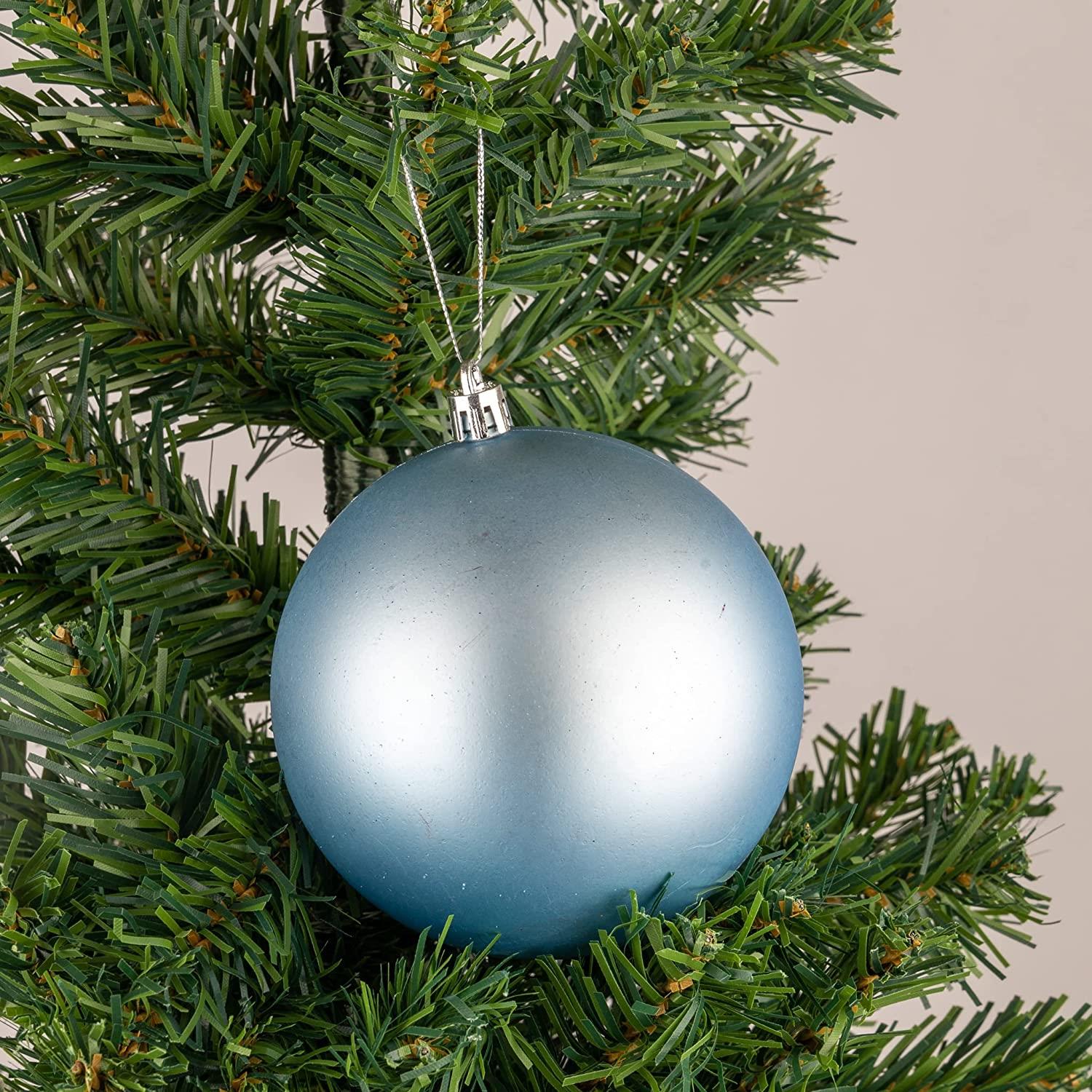 3X Christmas Baubles Tree Ornament Light Blue Balls Xmas Hanging Decoration 10cm
