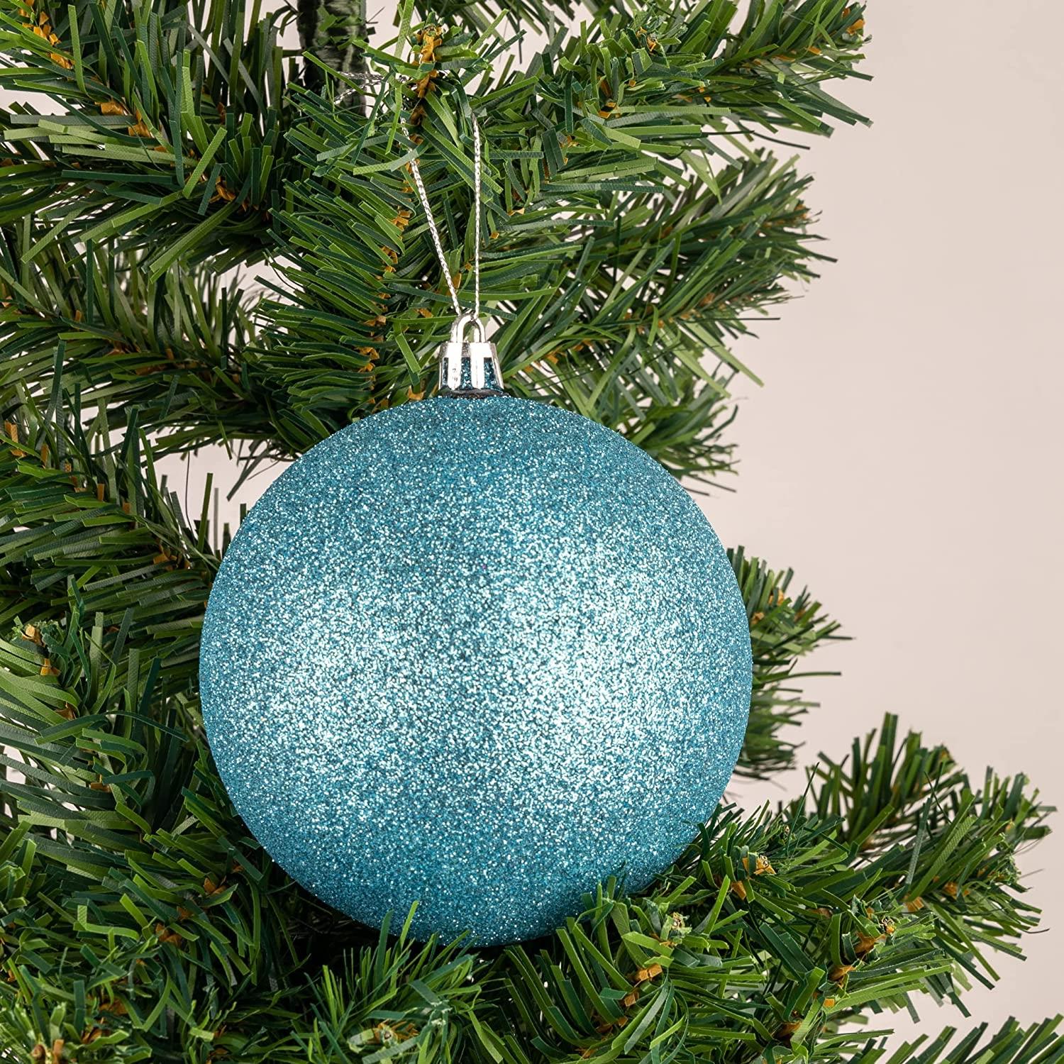 3X Christmas Baubles Tree Ornament Light Blue Balls Xmas Hanging Decoration 10cm