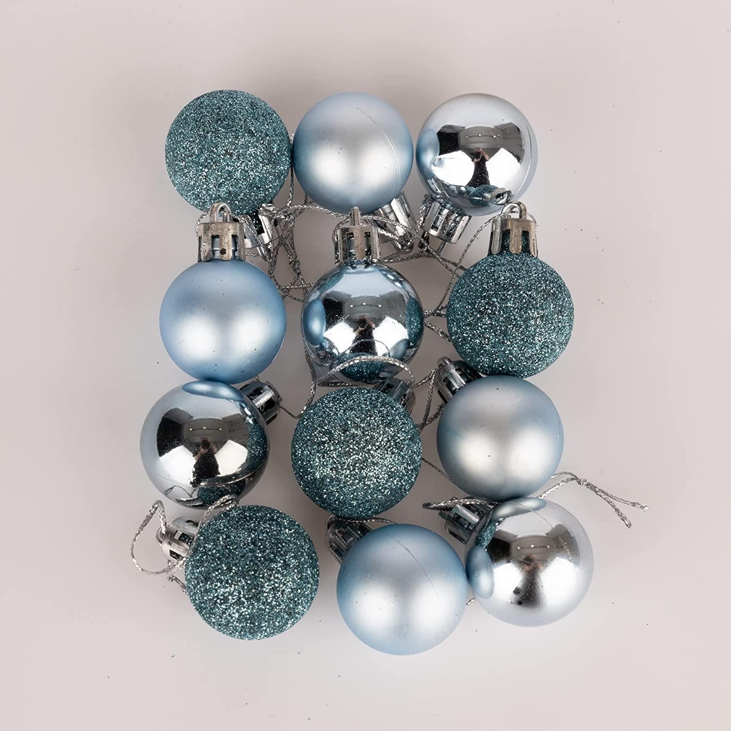12X Christmas Baubles Tree Ornament Light Blue Ball Xmas Hanging Decoration 30mm