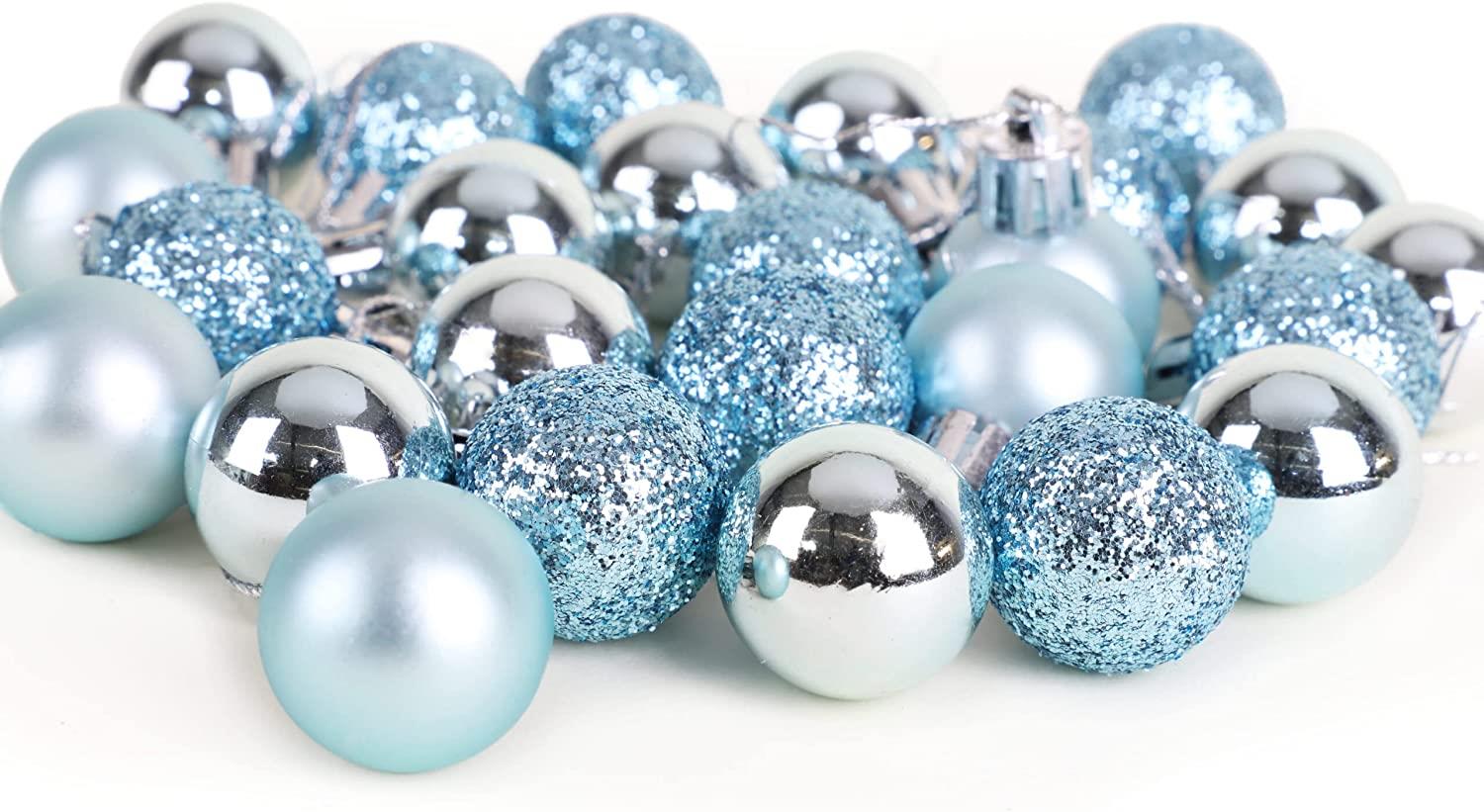 12X Christmas Baubles Tree Ornament Light Blue Ball Xmas Hanging Decoration 30mm