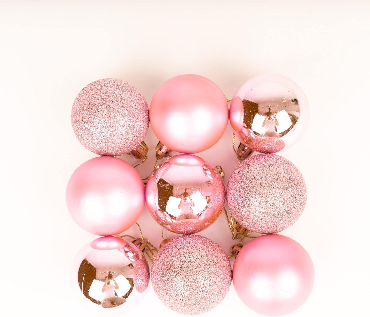 3X Christmas Baubles Tree Ornament Pale Pink Balls Xmas Hanging Decoration 10cm