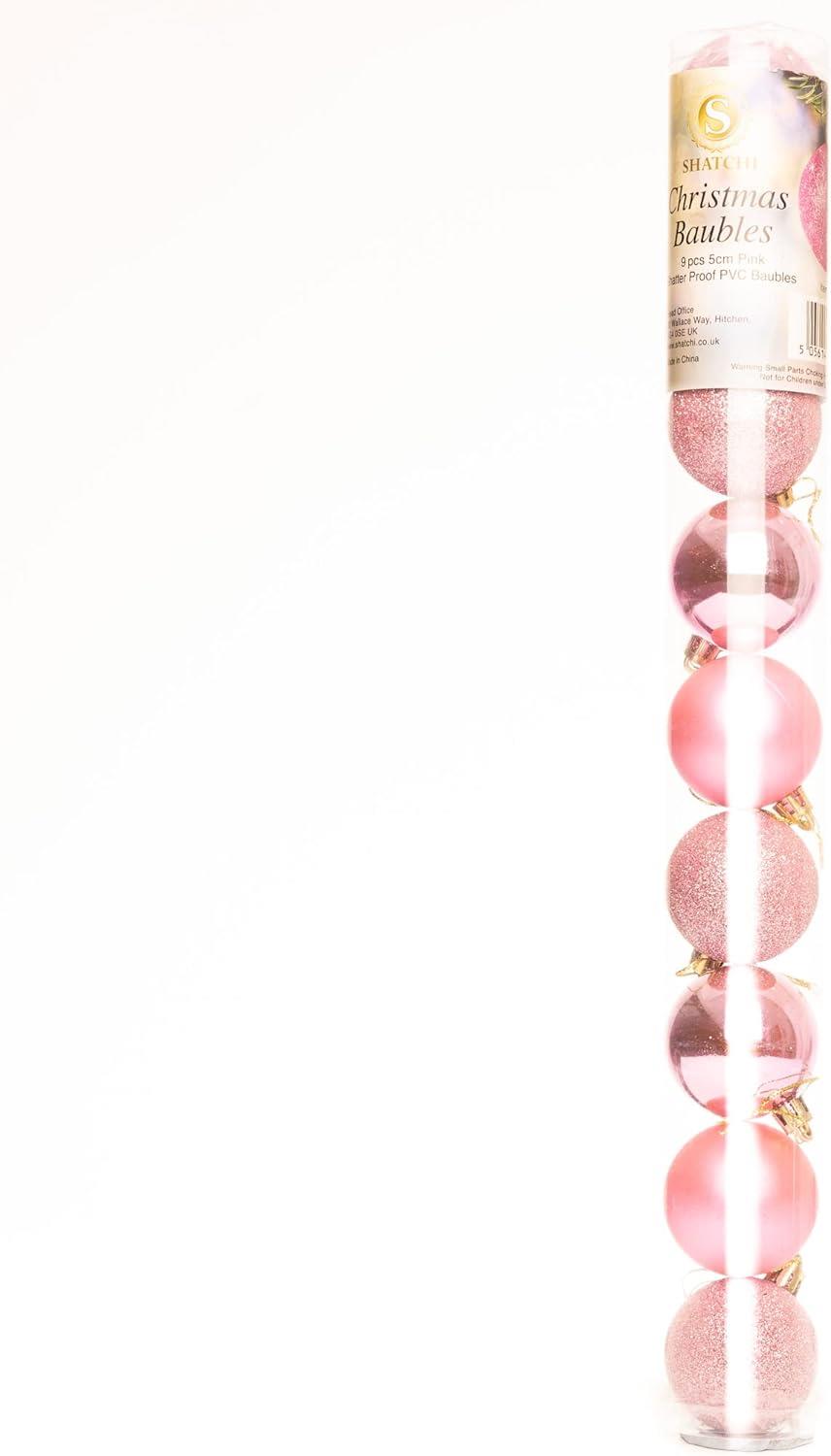 3X Christmas Baubles Tree Ornament Pale Pink Balls Xmas Hanging Decoration 10cm