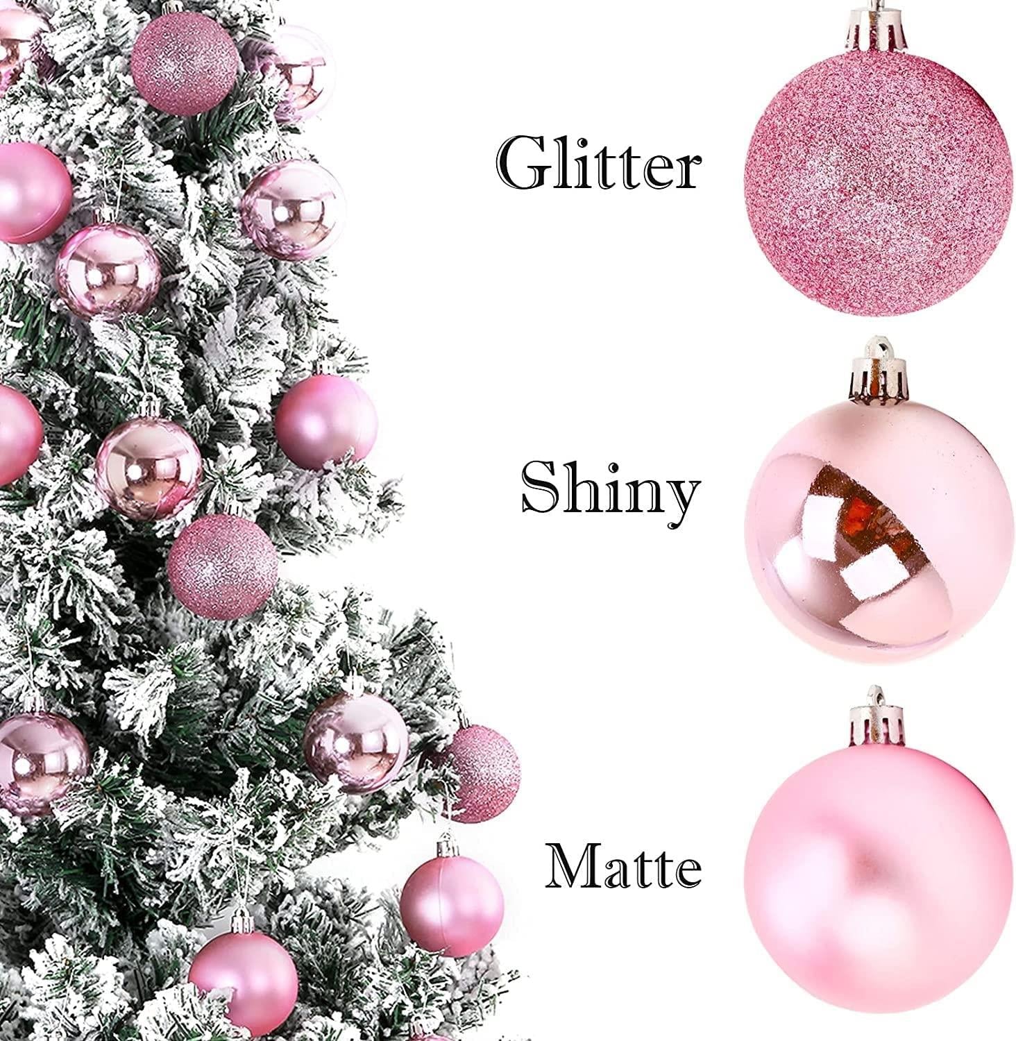 12X Christmas Baubles Hanging Decoration Pale Pink Ball Xmas Tree Ornament 30mm
