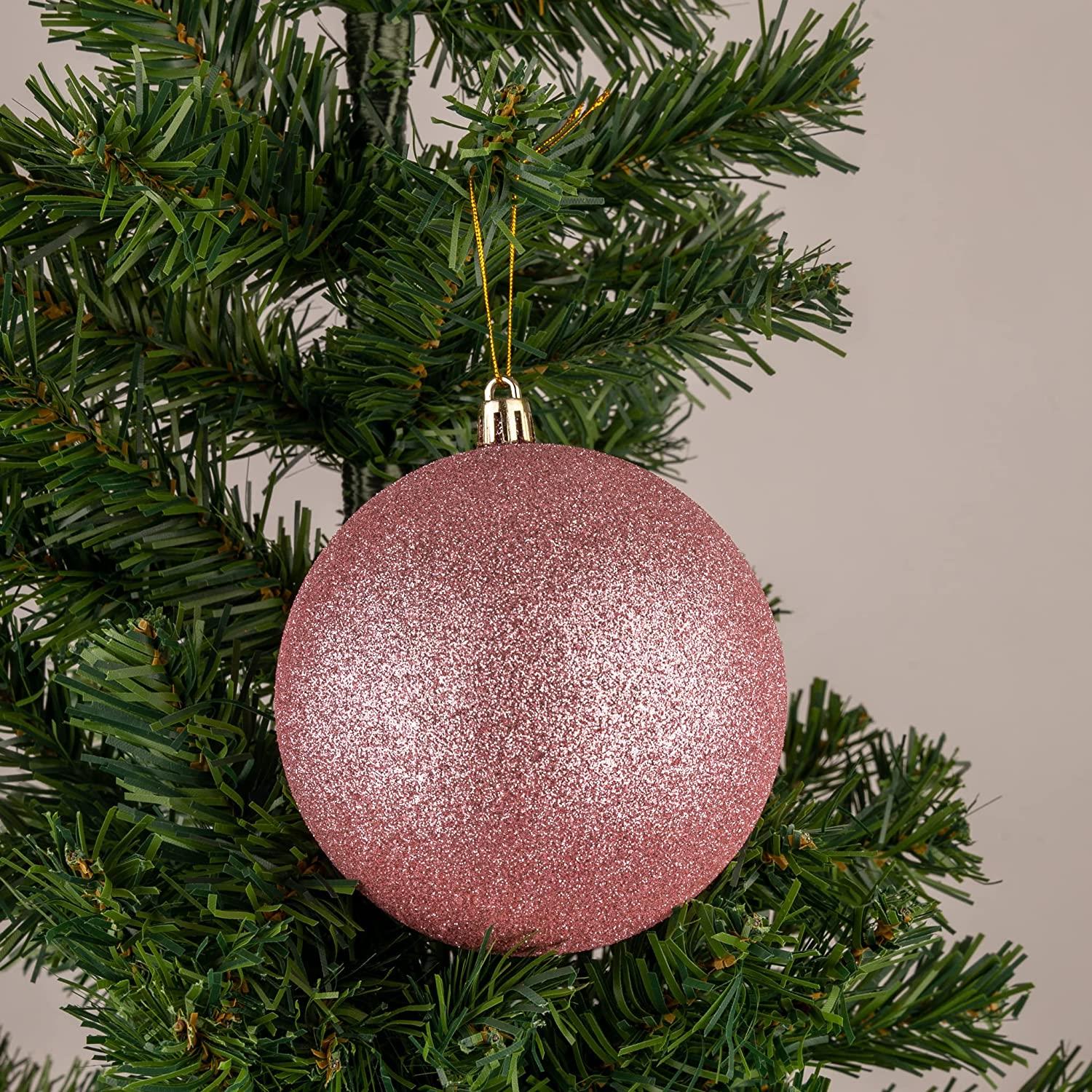 3pcs Christmas Baubles Tree Ornaments Pink Balls Xmas Hanging Decorations 10cm