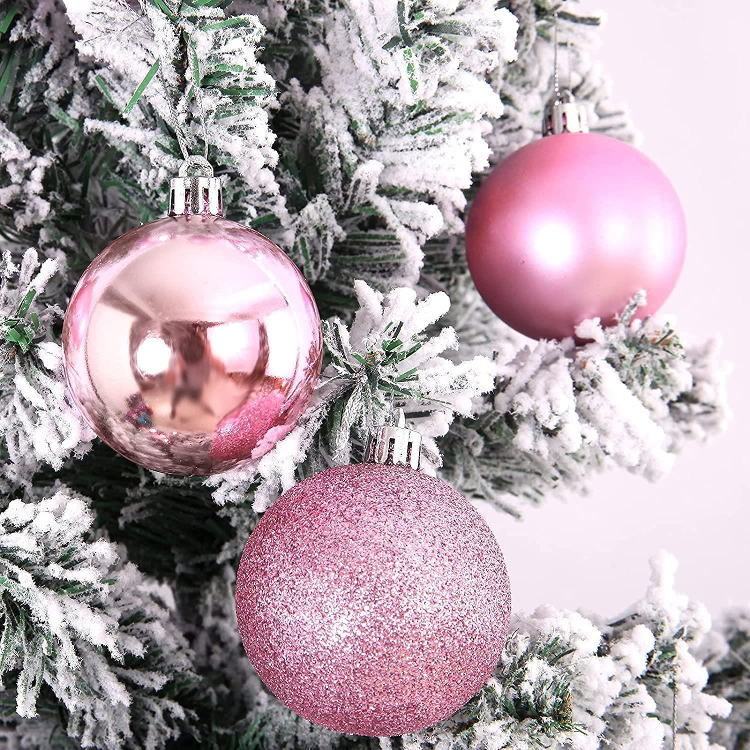 9PCS Christmas Baubles Tree Ornaments Pink Balls Xmas Hanging Decorations 50mm
