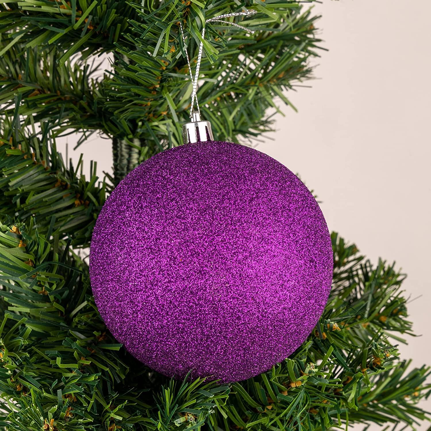 6pcs Christmas Baubles Tree Ornaments Purple Balls Xmas Hanging Decorations 10cm