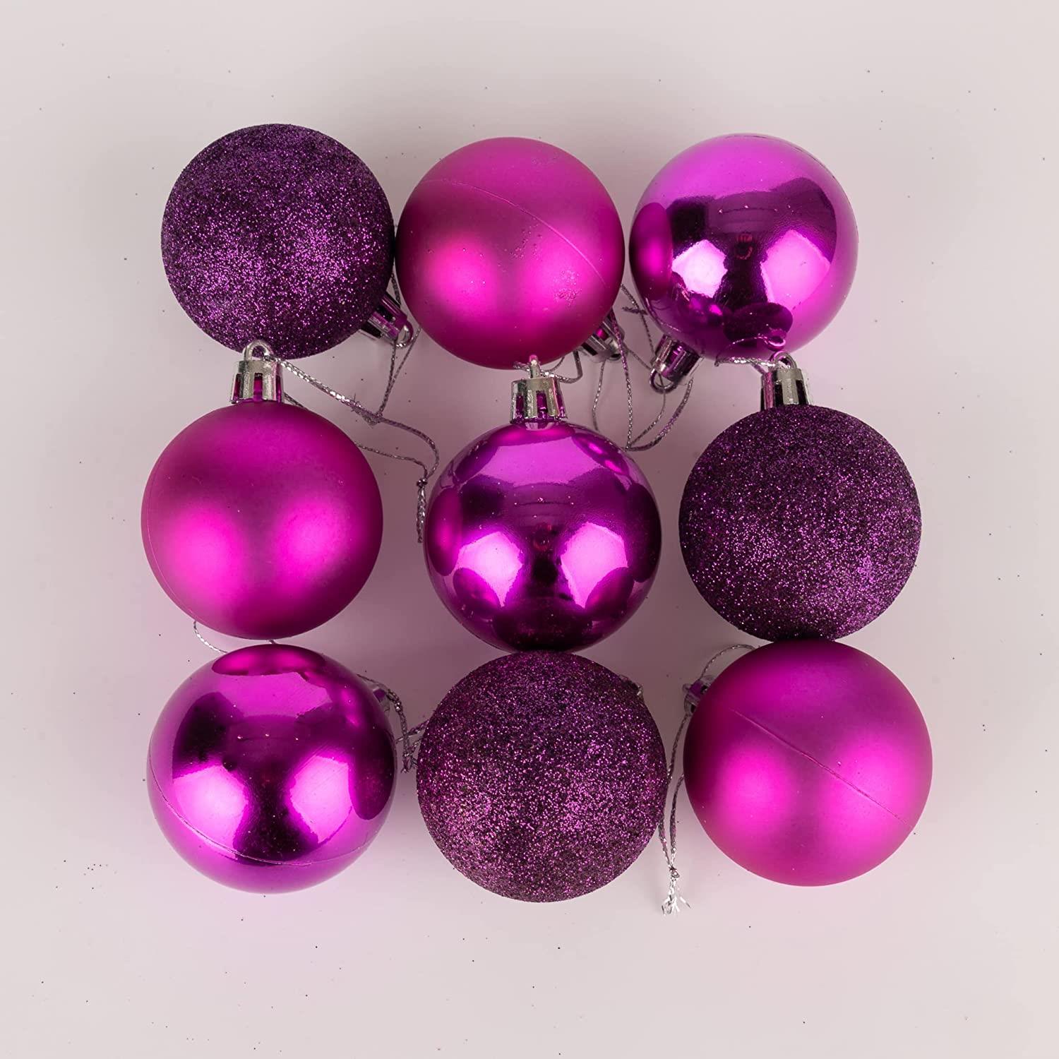 9PCS Christmas Baubles Tree Ornaments Purple Balls Xmas Hanging Decoration 50mm
