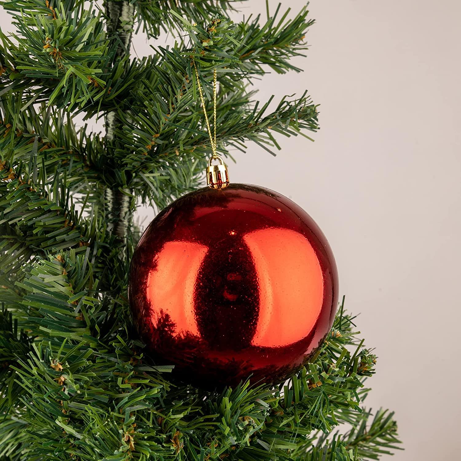 3pcs Christmas Baubles Tree Ornaments Red Balls Xmas Hanging Decorations 10cm