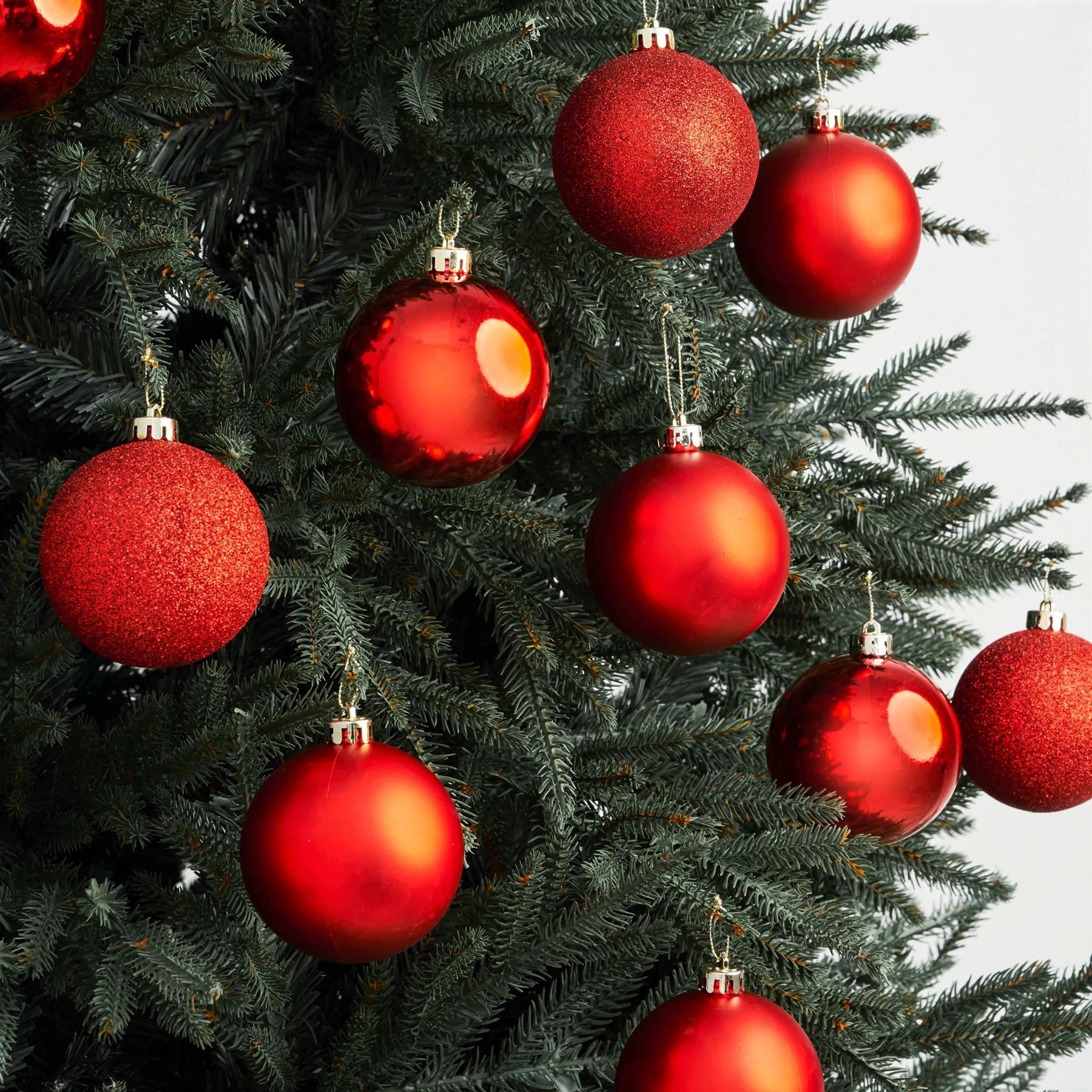 12pcs Christmas Baubles Tree Ornaments Red Balls Xmas Hanging Decorations 30mm