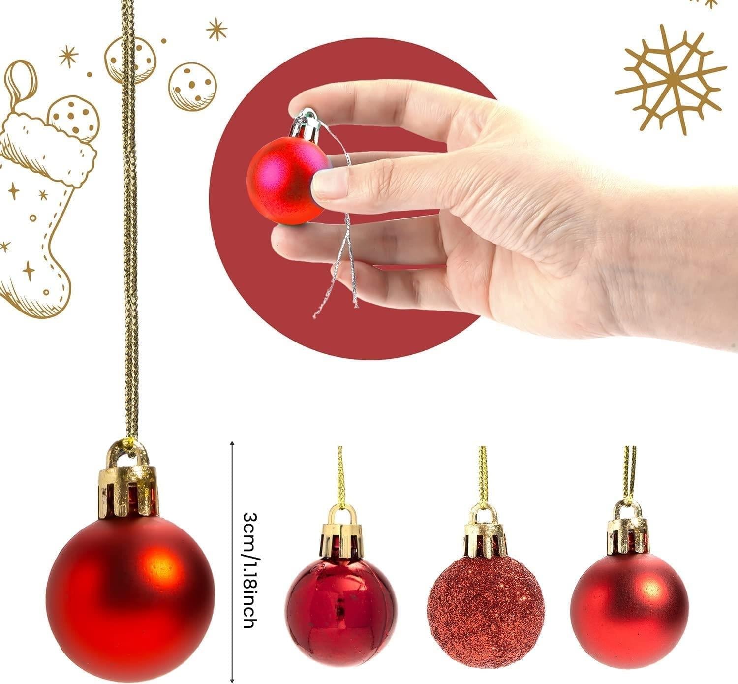 12pcs Christmas Baubles Tree Ornaments Red Balls Xmas Hanging Decorations 30mm