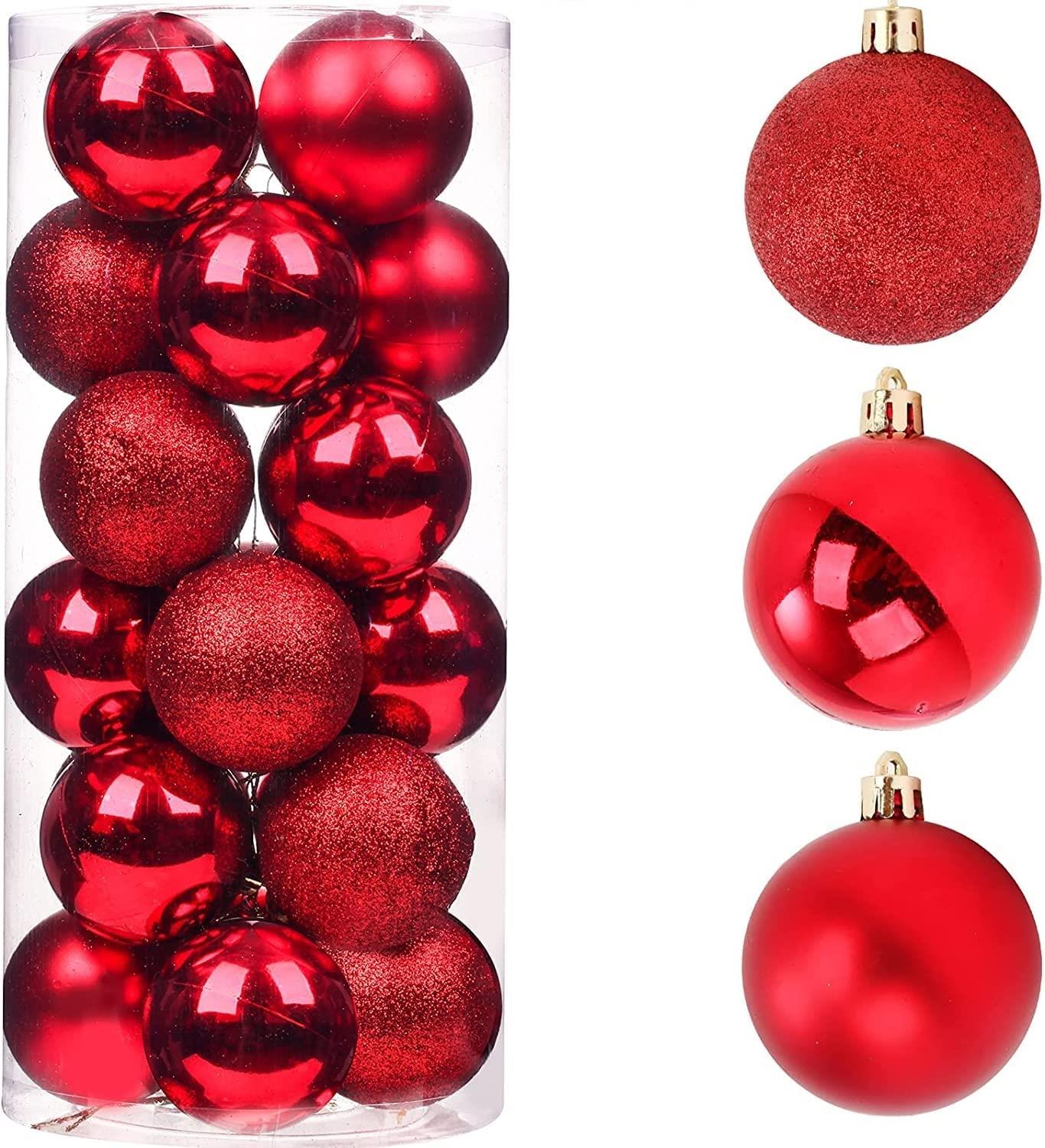 9PCS Christmas Baubles Tree Ornaments Red Balls Xmas Hanging Decorations 50mm