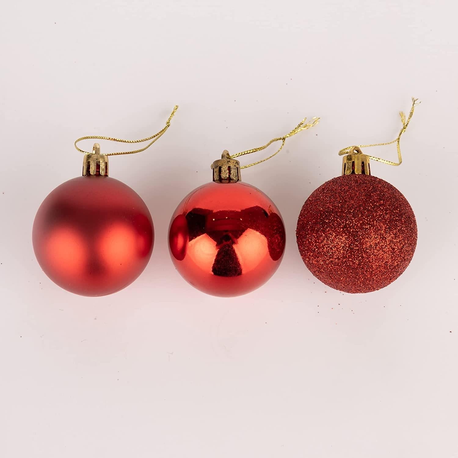 9PCS Christmas Baubles Tree Ornaments Red Balls Xmas Hanging Decorations 50mm