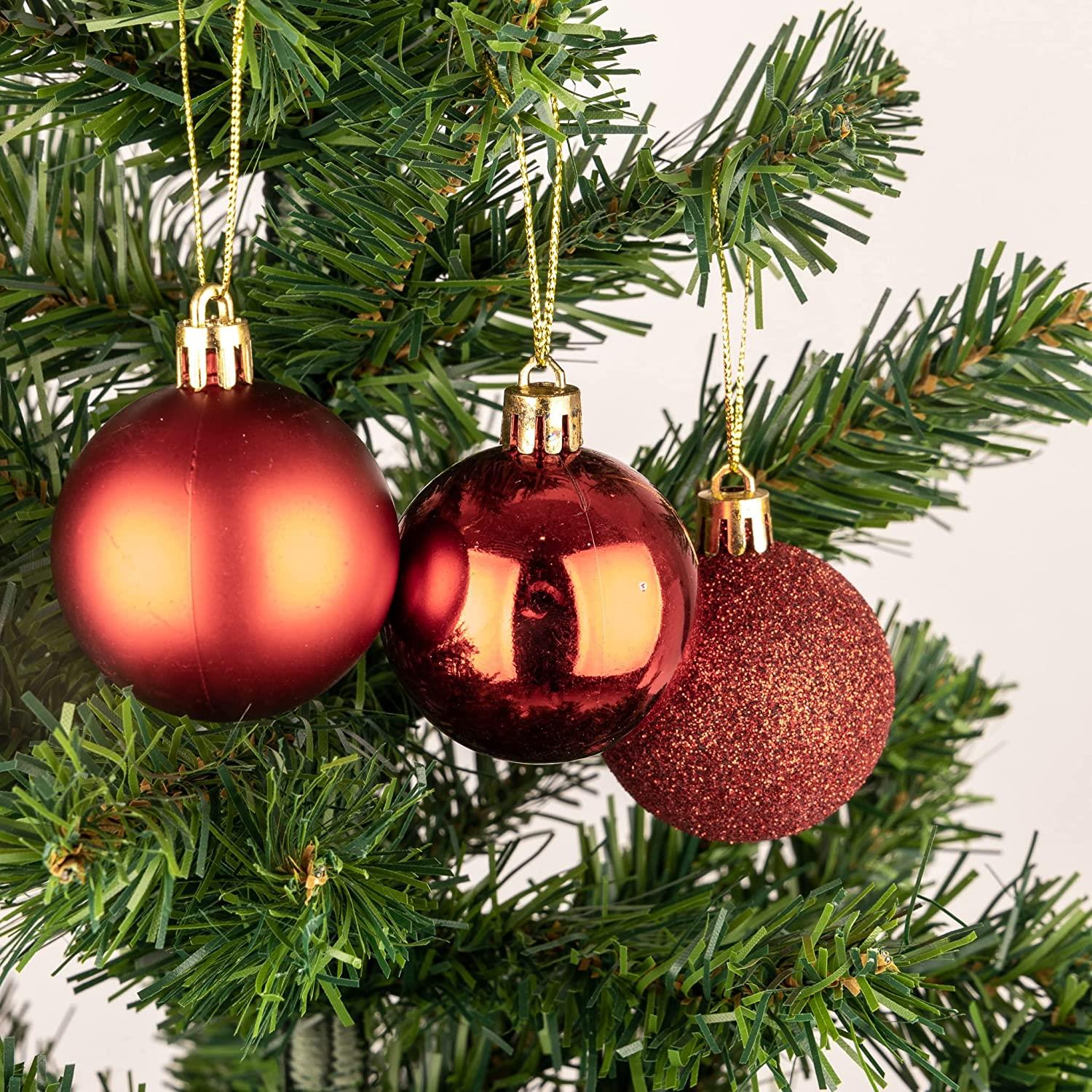9PCS Christmas Baubles Tree Ornaments Red Balls Xmas Hanging Decorations 50mm