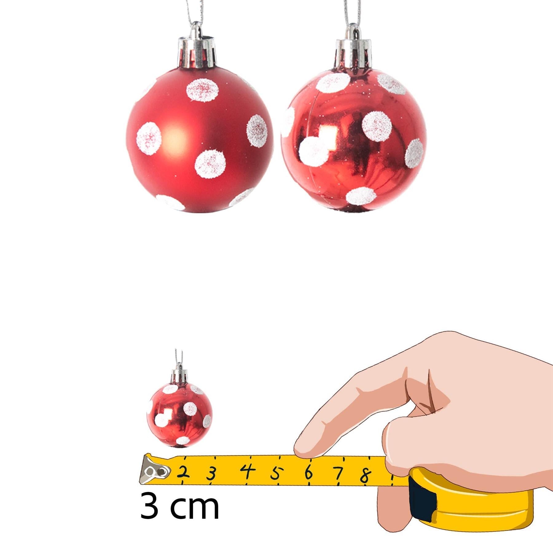 12 Christmas Baubles Tree Ornament Polka Dot Ball Xmas Festive Hanging Decor 3cm