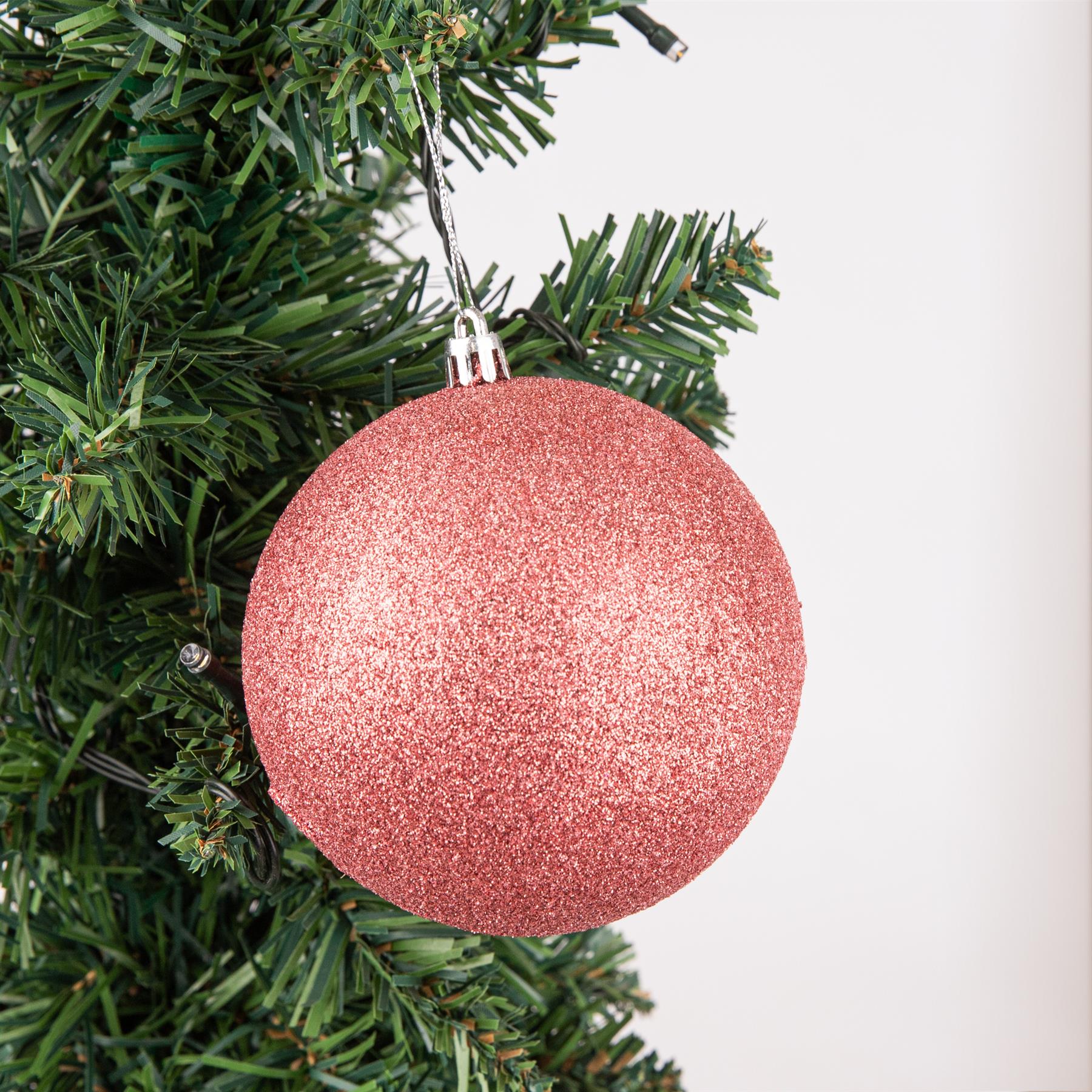 3X Christmas Baubles Tree Ornaments Rose Gold Balls Xmas Hanging Decoration 10cm
